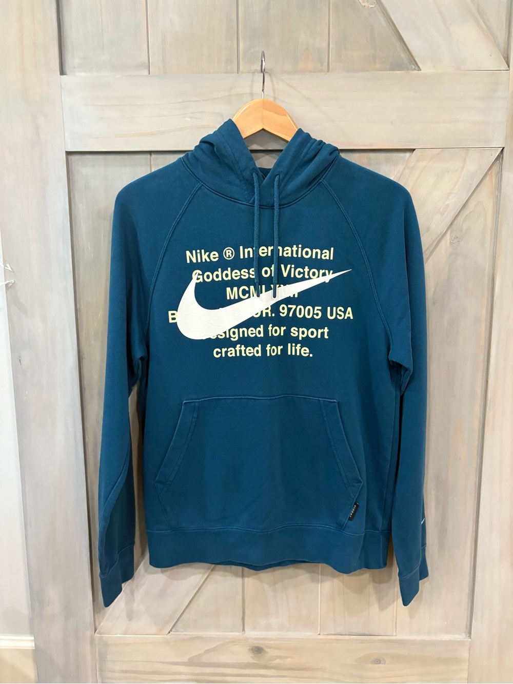 Nike Men's Teal Hoodie with White Swoosh